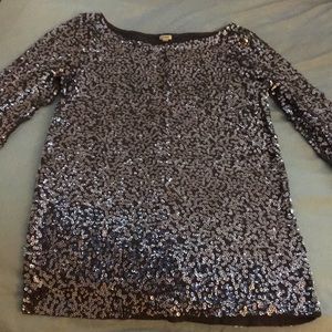 Used sequin gray JCREW long sleeve top